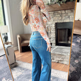 Risen Dark Tummy Control HR Crop Wide Jeans