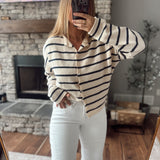 Natural Cabana Striped Piper Knit Cardigan