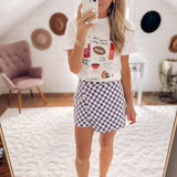 Purple Check Overlay Skort