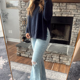 Navy Summitt Ribbed Dolman Top