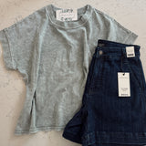 Green Azaria Washed Short Sleeve