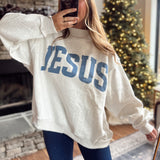 Heather Gray Jesus & God is Good Mock Neck Sweatshirt