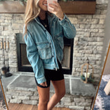 Risen Medium Zip & Button Up Cropped Denim Jacket