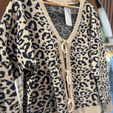 Plus Animal Print Tie Cardigan