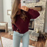 Oxblood Pointelle Stitch Sweater