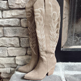 Dark Taupe Bronco Knee High Cowboy Boot