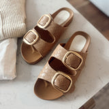 Almond Desiree Woven Buckle Sandals