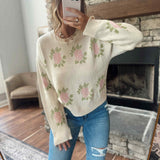 Cream Rose Jacquard Sweater