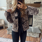 Luca Leopard Print Tie Front Jacket