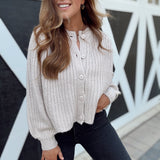 Light Mocha Ribbed Button Cardigan