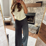 Black Burnout Wide Leg Sweatpants