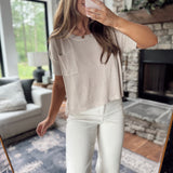 Natural Boatneck Knit Short Sleeve