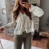 Cream Floral Intricate Details Top