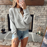 Heather Gray Inspire Me Exposed Seam Crew