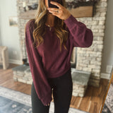 Dark Cherry Naomi Soft Ribbed Sweatshirt