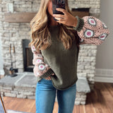 Armani Olive Mocha Soft Knit Sleeve Detailed Sweater