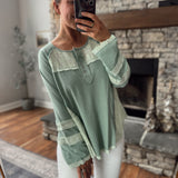 Live Love Lace Seafoam Green Thermal Long Sleeve