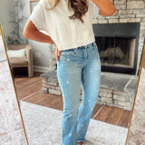 Risen Light Star Embroidered Flare Jeans