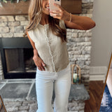 Taupe/White Scalloped Sweetie Sweater Vest