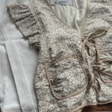 Truly Taupe Multi Floral Ruffled Vest