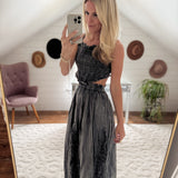Charcoal Solvang Smocked Maxi Dress