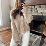 Latte Flower Button Cardigan