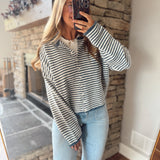 Denim Blue Mini Stripe Piper Knit Cardigan