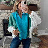 Cala Blue/ Green Contrast Oversized Pullover