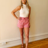 Summer Fun Pink Mineral-Wash Shorts