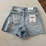 Mica City Blue Frayed Hem Denim Shorts