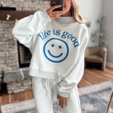 Heather Gray Life is Good Mock Neck Sweatshirt