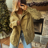 Risen Olive Oversized Utility Jacket