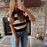 Black/Cream Striped Short Sleeve