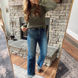 Risen Dark HR Straight Distressed Hem Jeans