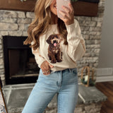 Puppy Love Cream Long Sleeve Puppy Graphic Sweater