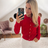 Red Darcy Cable Knit Cardigan IN STORE