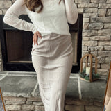 One I Want Dove Grey Satin Crinkle Maxi Skirt