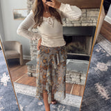 Day or Night Brown/Multi Midi Skirt