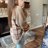 Set The Season Dusty Olive Plaid Mix Thermal