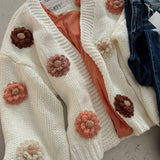 Cream Multi 3D Flower Sweater Cardi