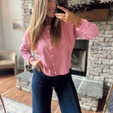 Pink Striped Maisie Ribbed Button Down