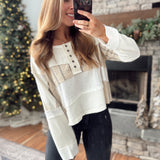 Cutie In Cream Knit Round Neck Thermal