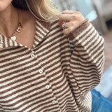 Brown Mini Stripe Piper Knit Cardigan