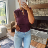Dark Plum Snap & Go Ribbed Tank