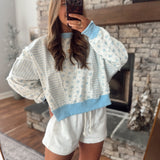 Light Blue Floral Fade Denim Cut Sweatshirt