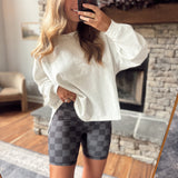 Black Check Back Biker Shorts