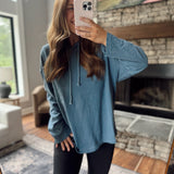 Dusty Navy Oversized Hooded Long Sleeve