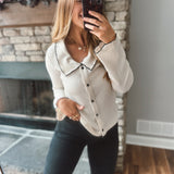 Ecru Ruffled Romance Long Sleeve Top