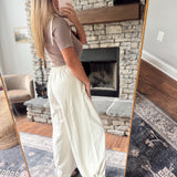 Off White Adjustable Wide Denim Pants