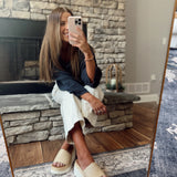 Resort Bound Natural Raffia Woven Platform Slip On Sandal